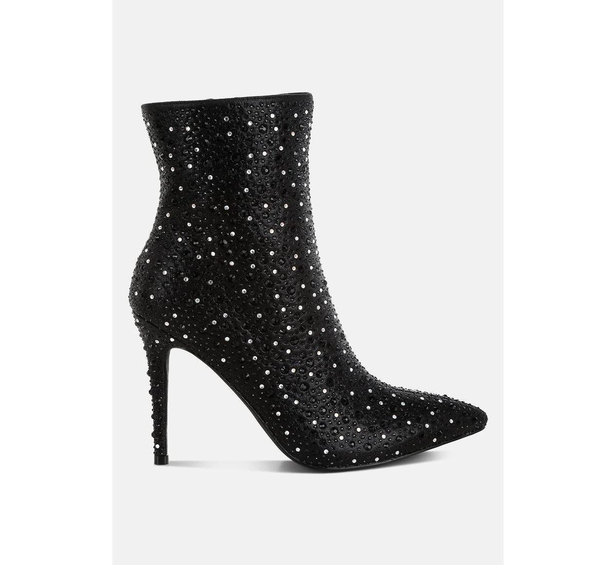 Lobelia Rhinestones Embellished Stiletto Boots - Black | Macy's