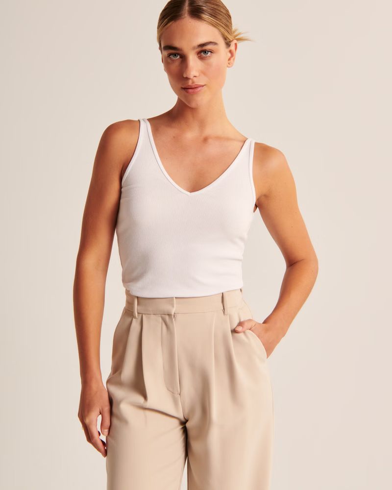 Featherweight Rib Tuckable V-Neck Tank | Abercrombie & Fitch (US)