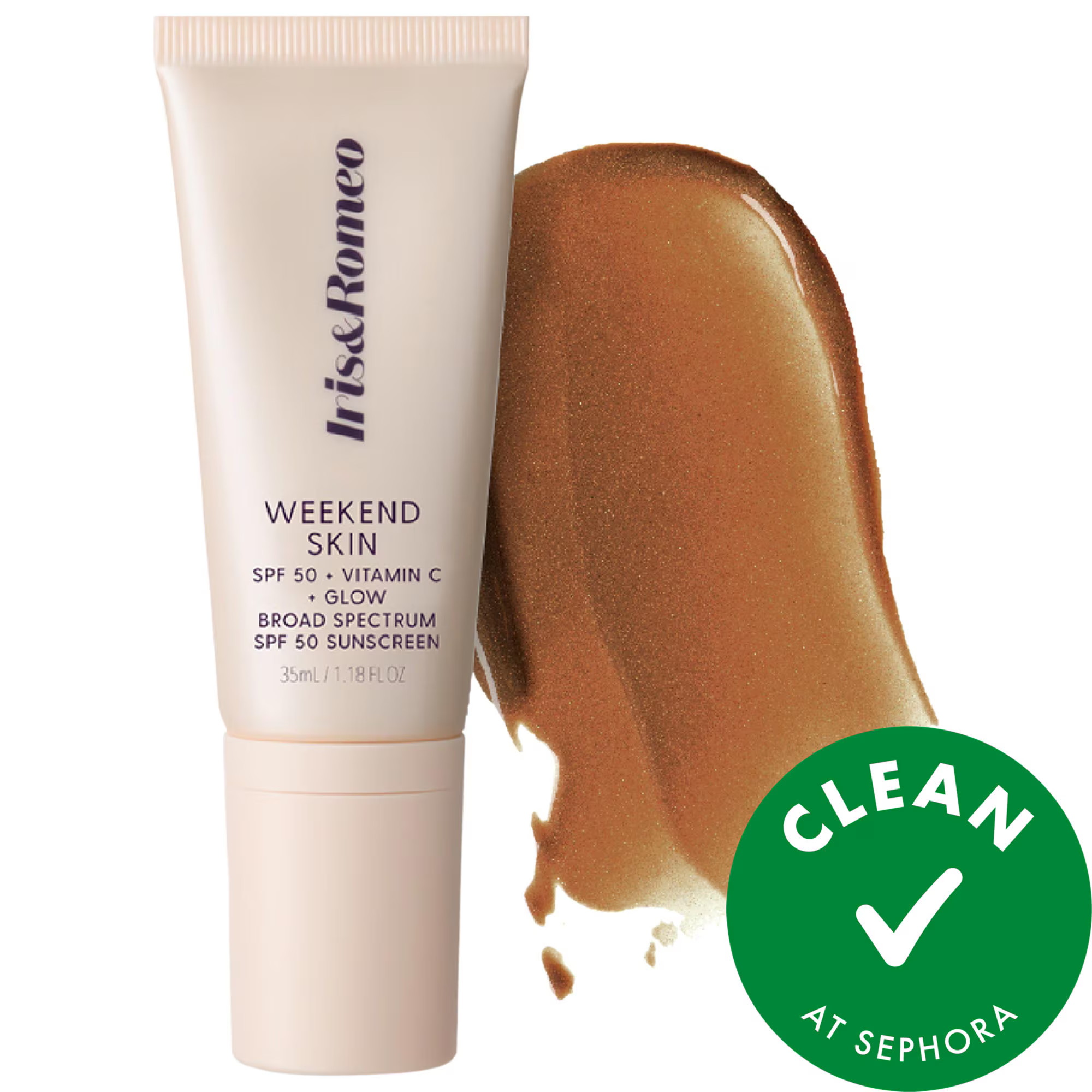 Iris & Romeo Weekend Skin SPF 50 Instant Glow Tinted Mineral Sunscreen with Vitamin C + Niacinamide Bronze Glow 1.18 oz / 35 mL | Sephora (US)