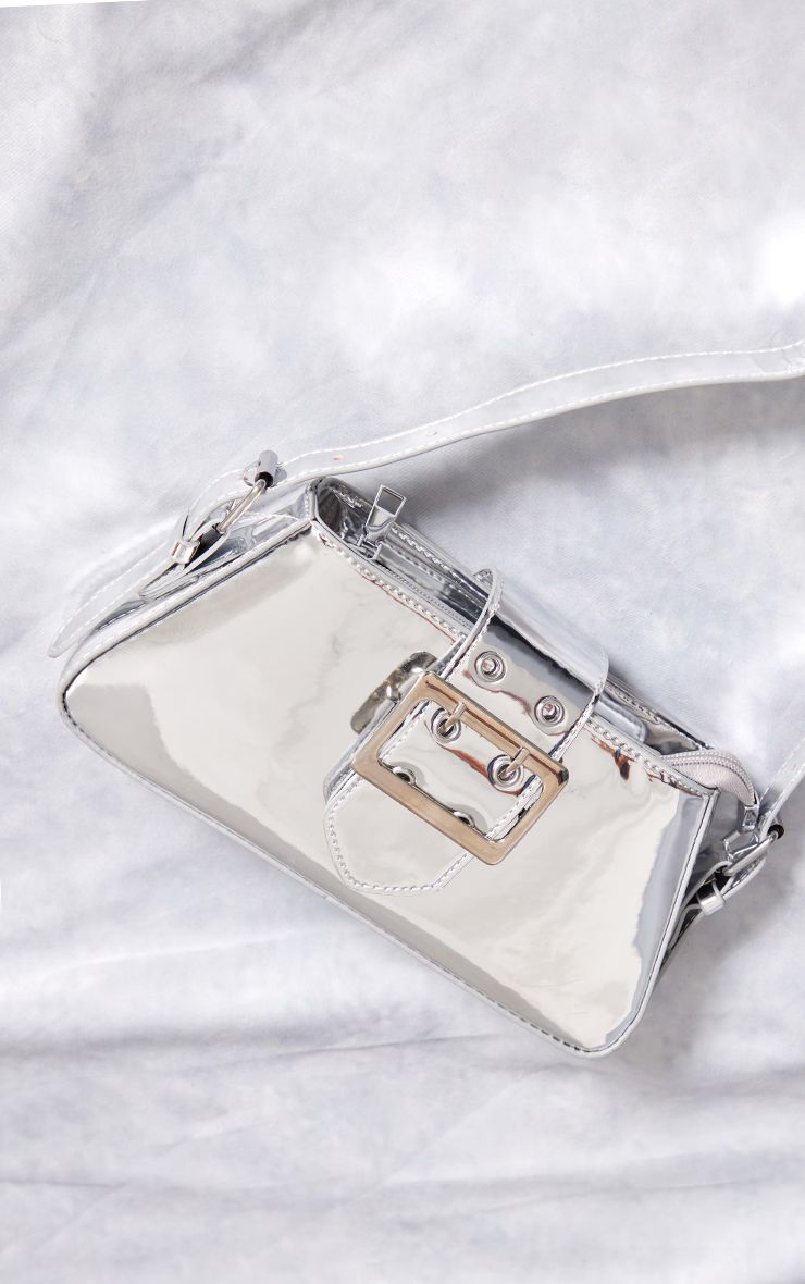 Silver Trapeze Buckle Shoulder Bag | PrettyLittleThing US
