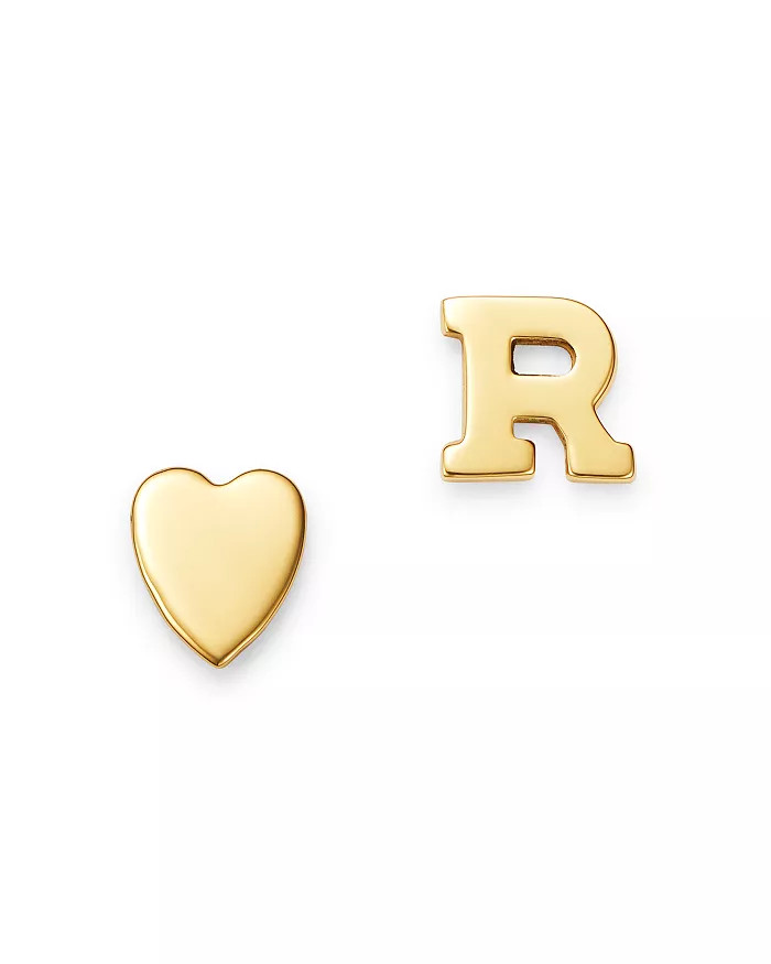 14K Yellow Gold Heart & Initial Stud Earrings | Bloomingdale's (US)