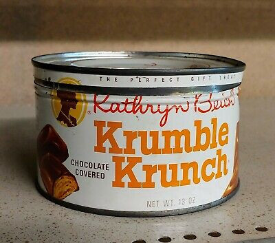 Vintage Kathryn Beich Krumble Krunch Metal Candy Tin 1 lb Size Bloomington | eBay US