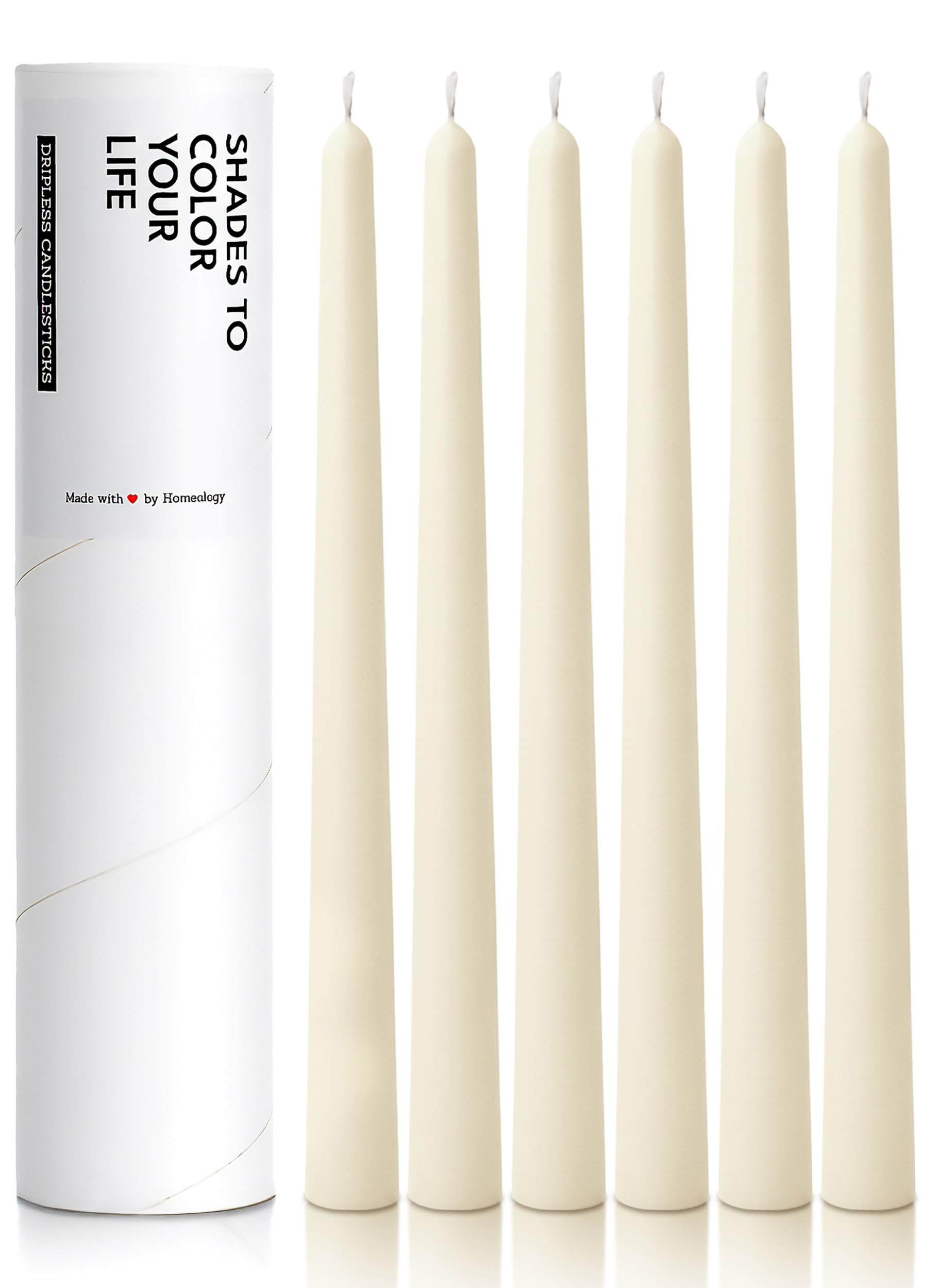 6 PK 10" Classic Taper Candles, Ivory, 7-8 Hours Long Burning, Unscented Tall Candlesticks | Amazon (US)
