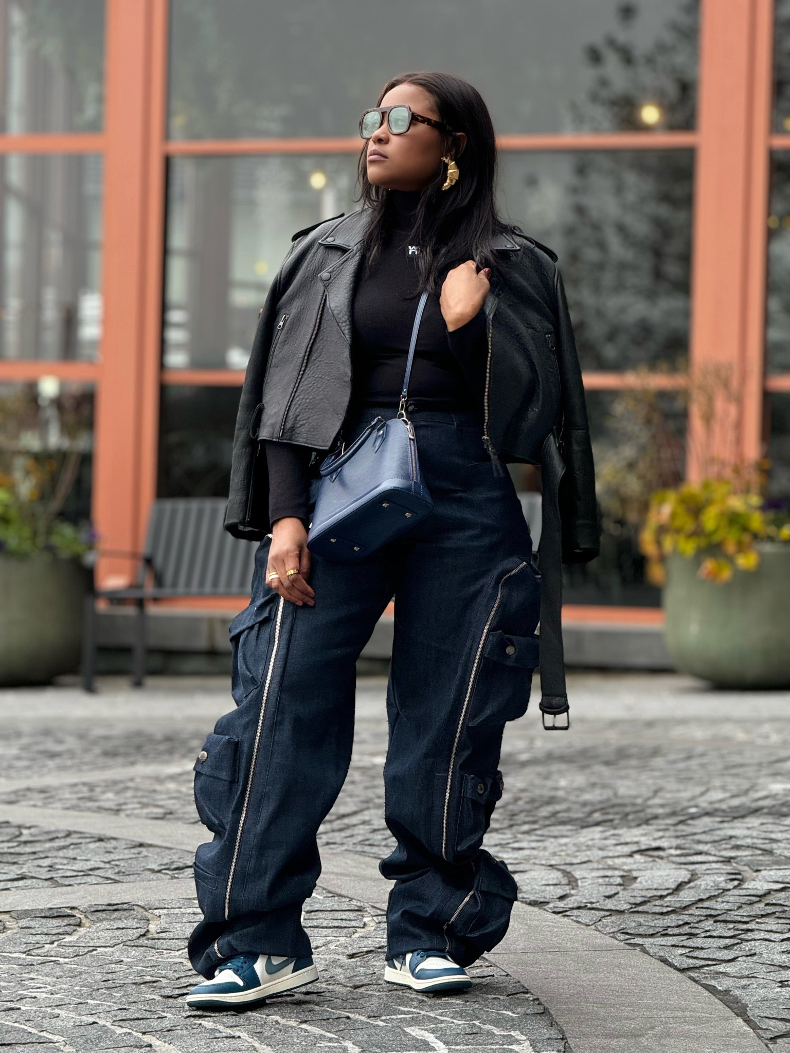 A cropped Leather jacket with cargo jeans make for a great casual Friday #OOTD 

#LTKitbag #LTKshoecrush #LTKmidsize