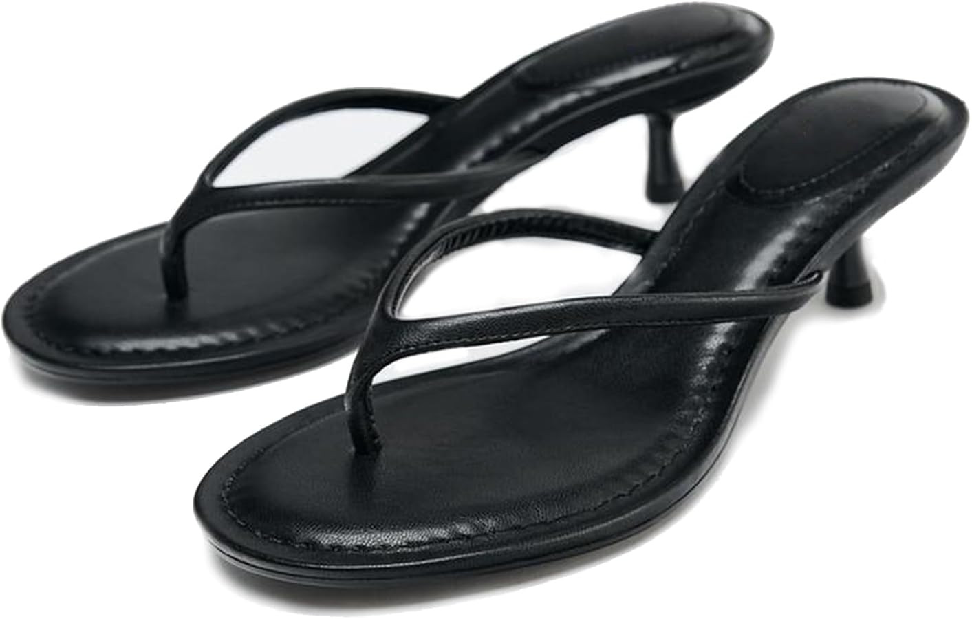 Suede Flip Flops for Women Open Round Toe Thong Heeled Sandals Low Kitten Heels Comfortable Summe... | Amazon (US)