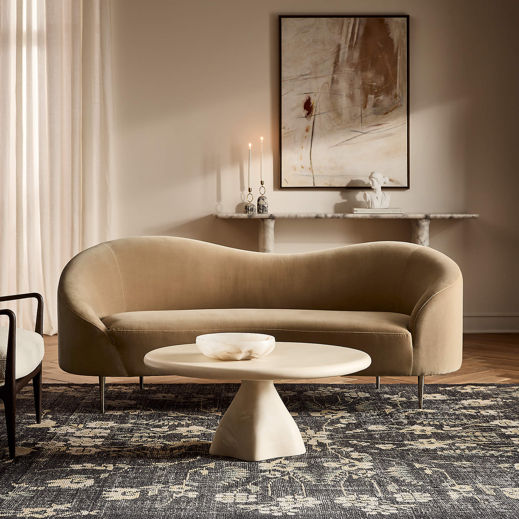 Espira Round Cream Marbled Resin Coffee Table + Reviews | CB2 | CB2