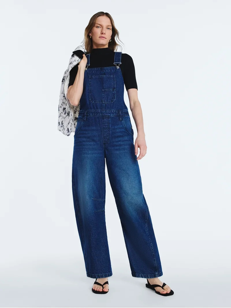 Scoop Women's and Women's Plus Cotton Barrel Overalls, 24", 26", and 28" Inseams, Sizes XS-4X | Walmart (US)
