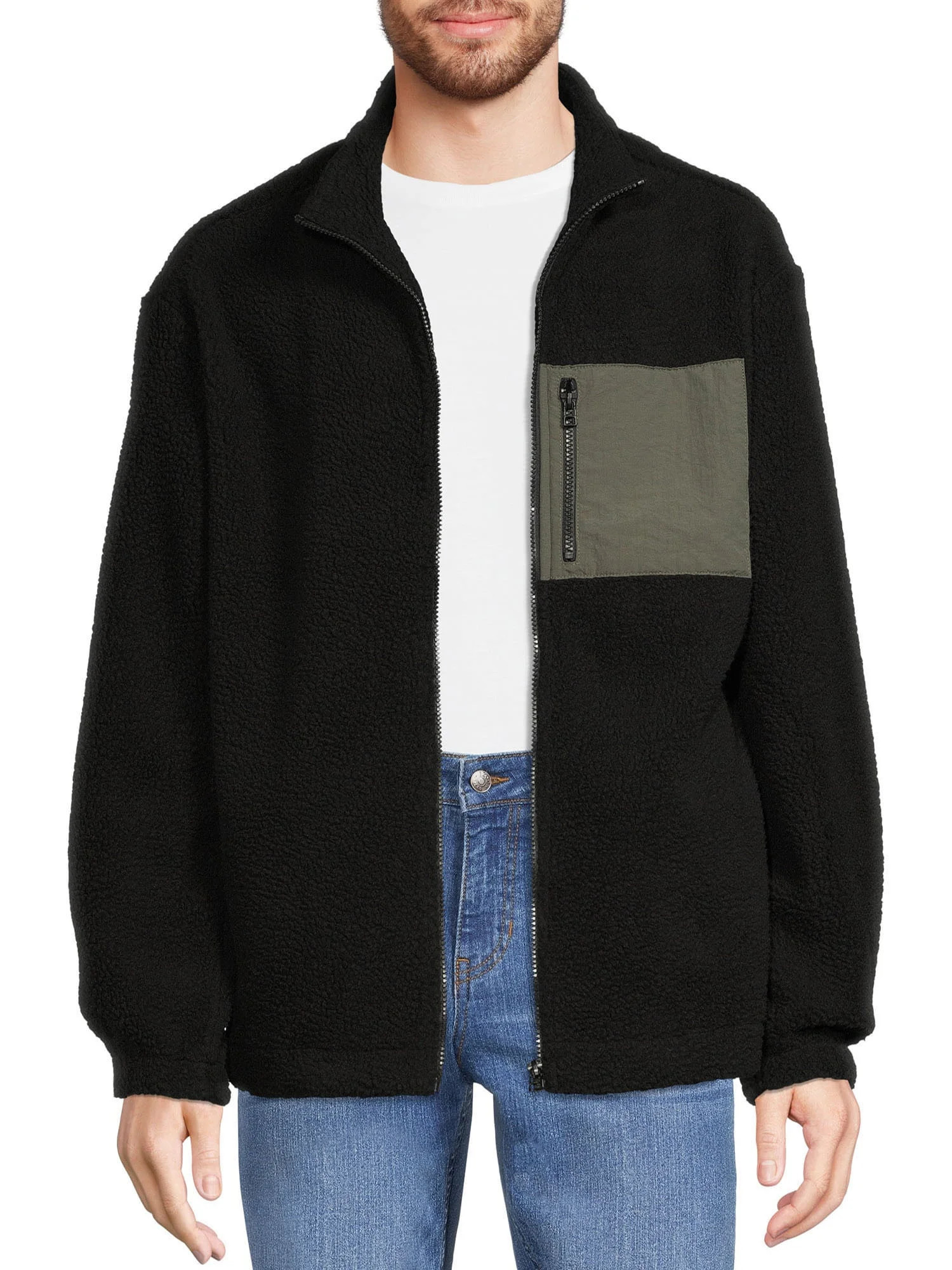 No Boundaries Men's Faux Sherpa Trucker Jacket | Walmart (US)