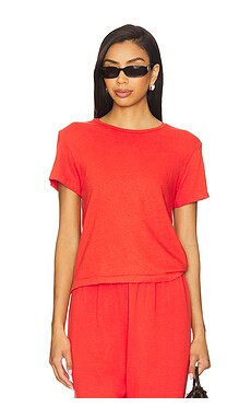 perfectwhitetee Recycle Cotton Slim Crew Tee in Poppy Red from Revolve.com | Revolve Clothing (Global)