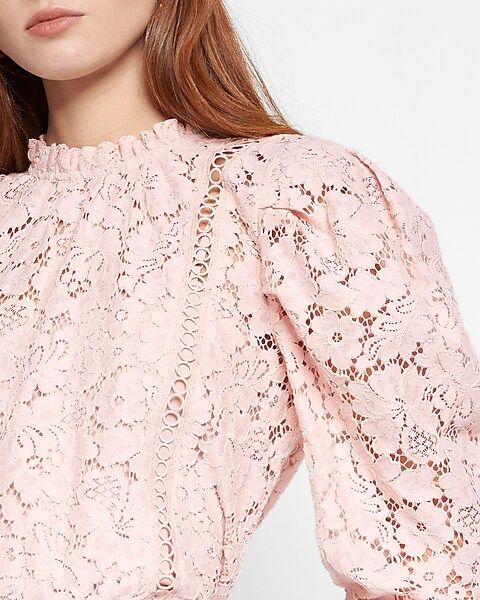 Lace Puff Sleeve Top | Express