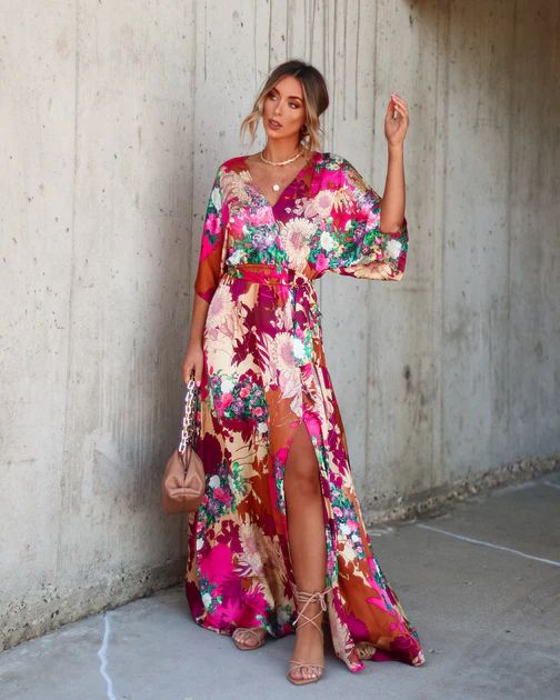 Tanya Satin Floral Maxi Dress | VICI Collection