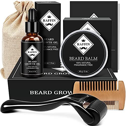 Beard Growth Kit Mens Gifts, Beard Growth with Beard Roller Beard Growth Oil Beard Wax Beard Comb... | Amazon (US)