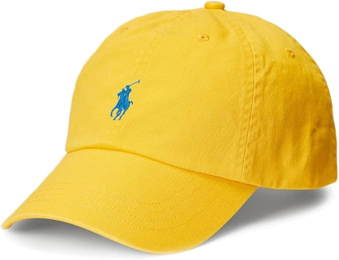 POLO RALPH LAUREN Hat Chino Sports Cap Adjustable Ball Cap with Blue Embroidered Polo Pony Yellow... | Amazon (US)