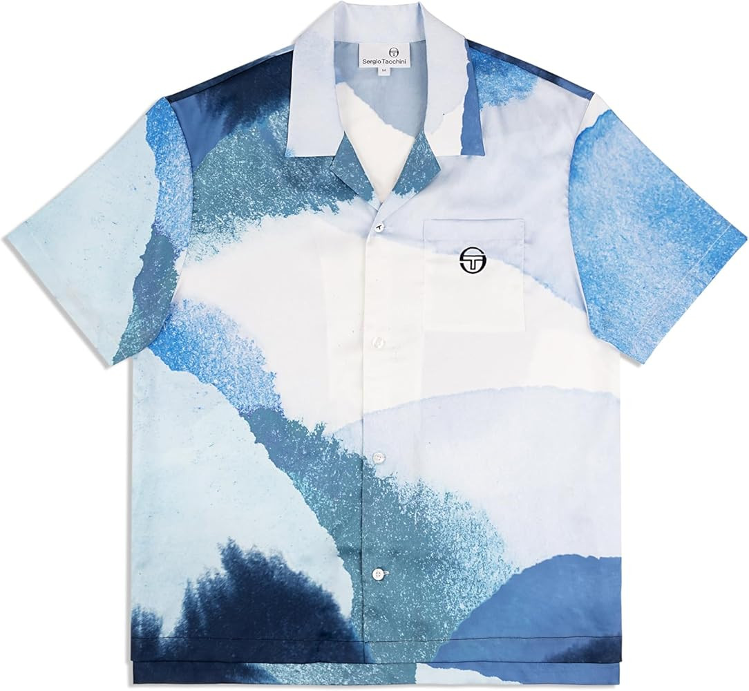 Sergio Tacchini Spiaggia Cabana Shirt- Maritime Blue/Multi - 4XL | Amazon (US)