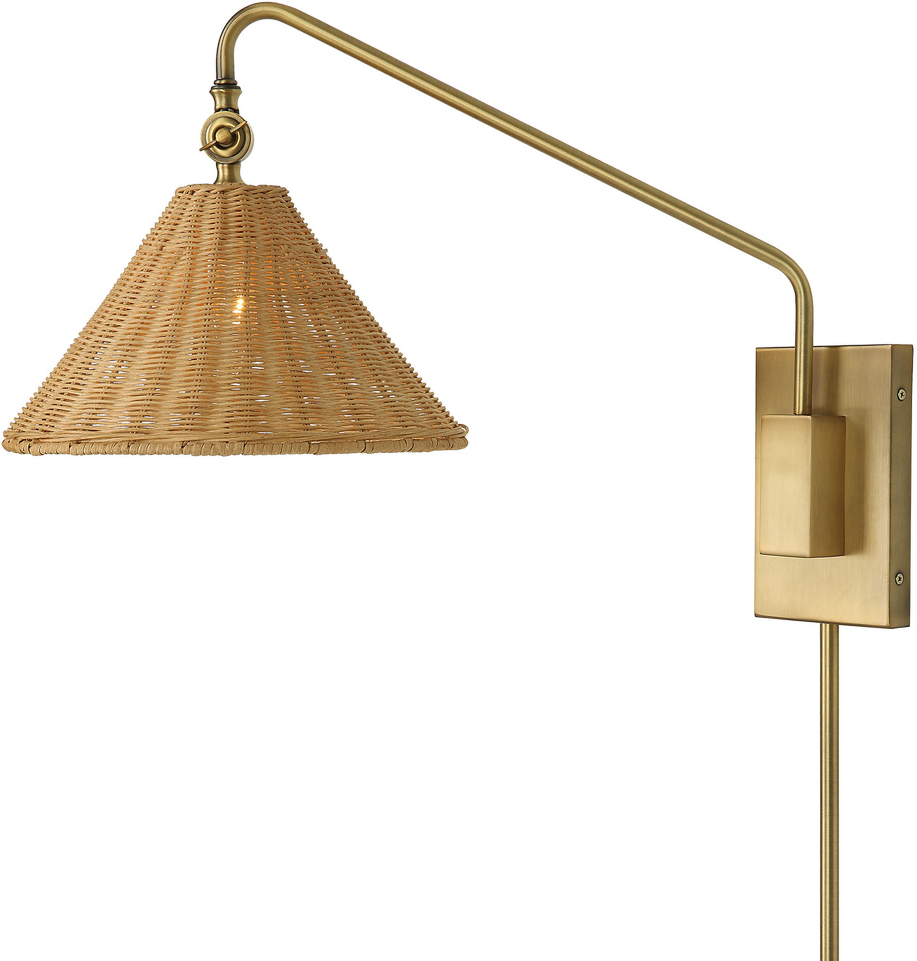 Phuvinh 1 Light Rattan Shade Sconce In Brass | 1stopbedrooms