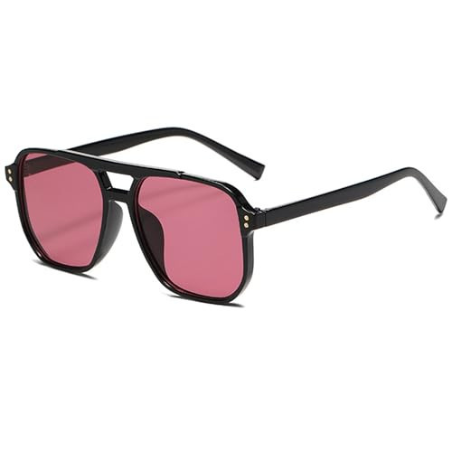Onrtry Retro Aviator Sunglasses Women Men 70s Vintage Square Frame Sun Glasses UV400 Shades(Black/Purple Red) | Amazon (US)