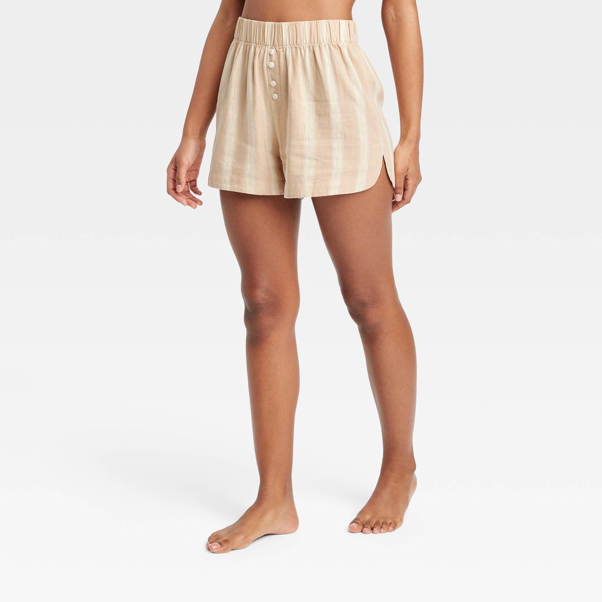Women's Striped Linen Blend Pajama Shorts - Stars Above™ Tan XS | Target