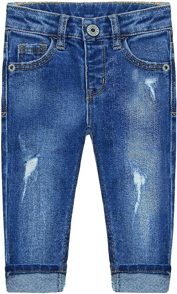 KIDSCOOL SPACE Baby Girl Boy Jeans,Little Kid Elastic Band Inside Ripped Denim Jeans Pants | Amazon (US)