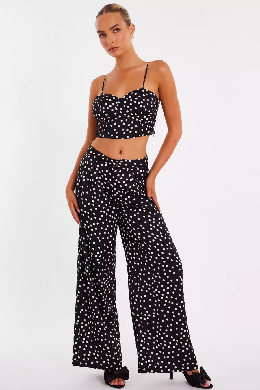 Black Polka Dot Trousers | Quiz Clothing