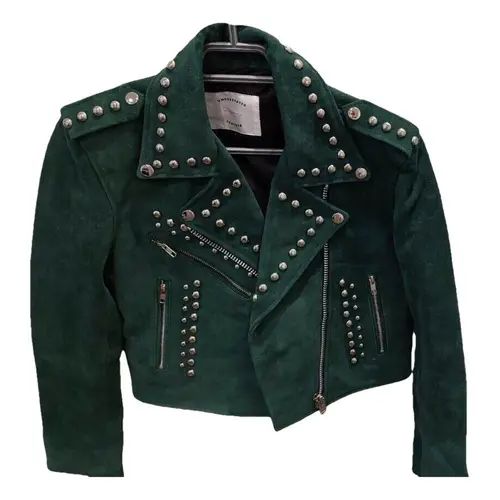 Leather jacket Understated Leather Green size S International in Leather - 40190475 | Vestiaire Collective (Global)