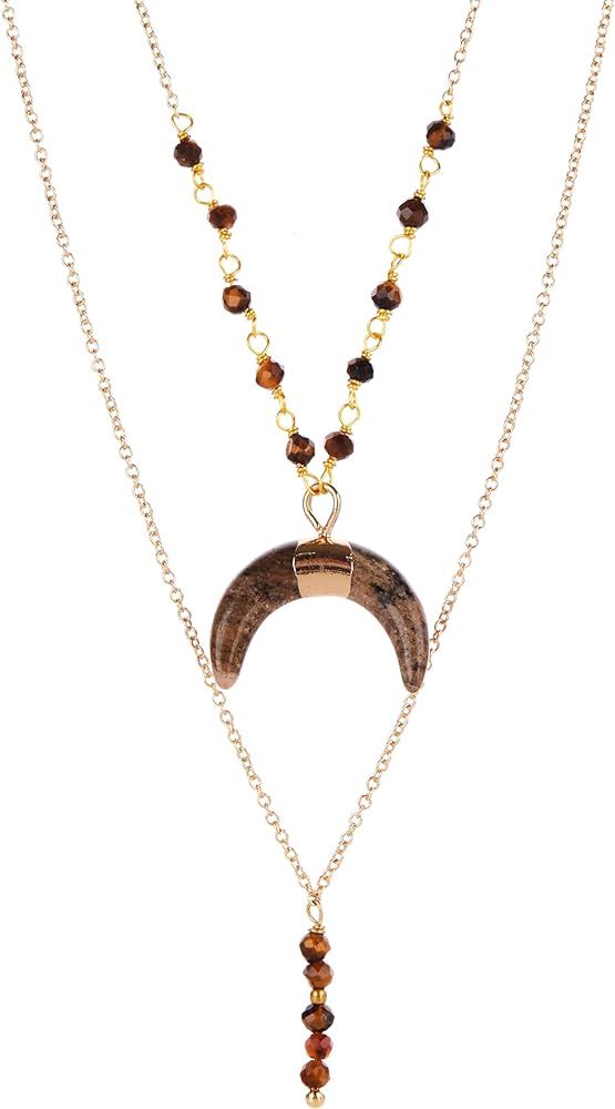 Lannaclothesdesign Layered Necklace – Elegant Dainty Necklace for Women with Semi Precious Ston... | Amazon (US)
