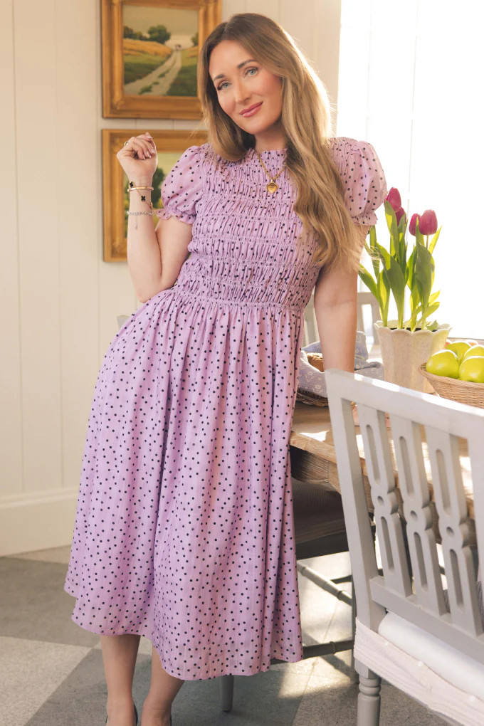 Marcell Dress in Purple Polka Dot | Ivy City Co