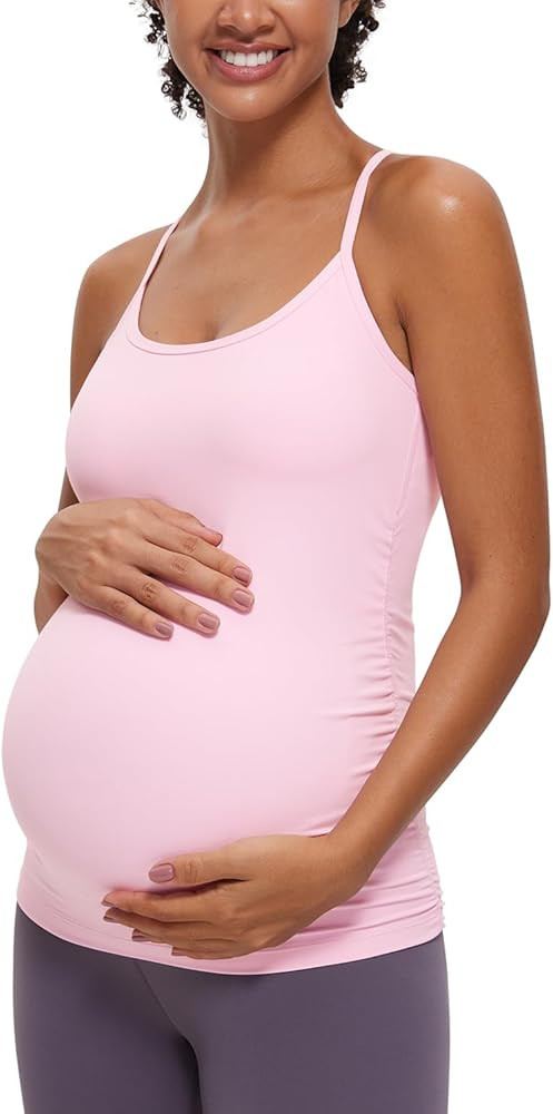 CRZ YOGA Butterluxe Y Back Maternity Tank Top for Women Ruched Pregnancy Basic Tops Sleeveless At... | Amazon (US)
