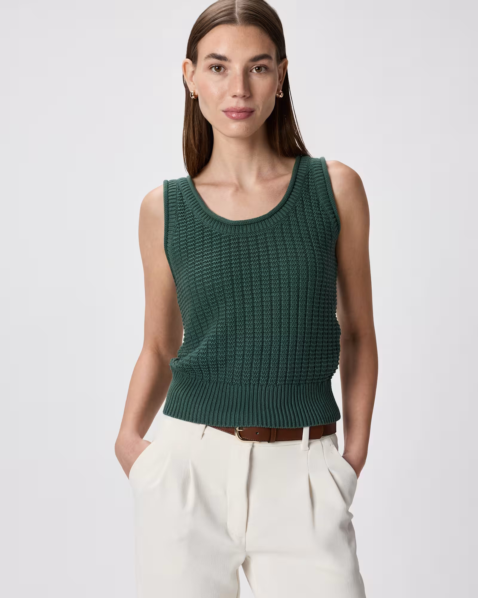 100% Organic Cotton Waffle Cropped Sweater Tank | Quince