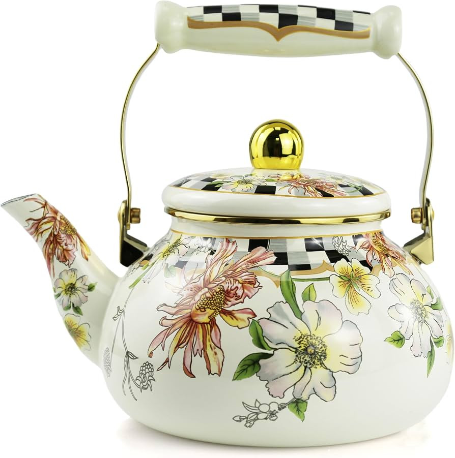 Enamel Tea Kettle, Bohemia 2.5L Vintage Floral Enamel Steel Teapot for Stovetop - No Whistling, L... | Amazon (US)