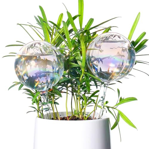 KBCSUN 2pcs Plant Watering Globes, Decorative Glass Self Watering Planter Insert Consistent Moist, Cute Water Bulbs for Indoor Plants, Ideal Plant Lover Gift (Striped) | Amazon (US)
