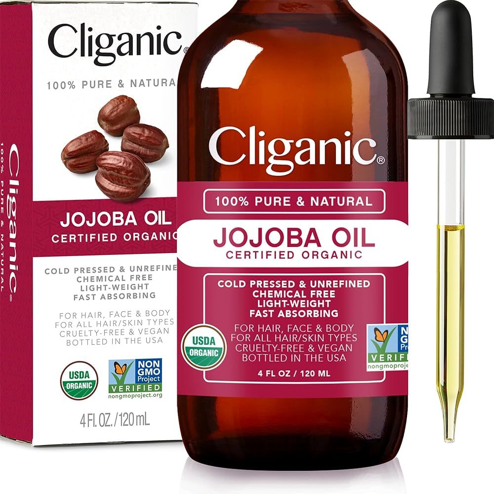 Cliganic Organic Jojoba Oil, 100% Pure (4oz) | Moisturizing Oil for Face, Hair, Skin & Nails | Na... | Amazon (US)