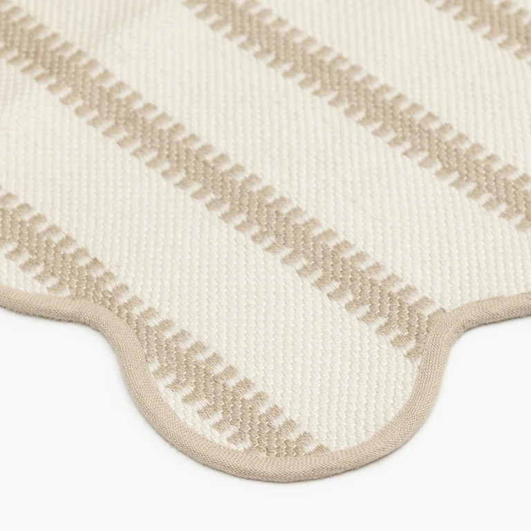 Mainstays by Becky G. & Alejandra Polyester Scallop Layering Rug, Papyrus Beige Stripe, 24" x 36" | Walmart (US)