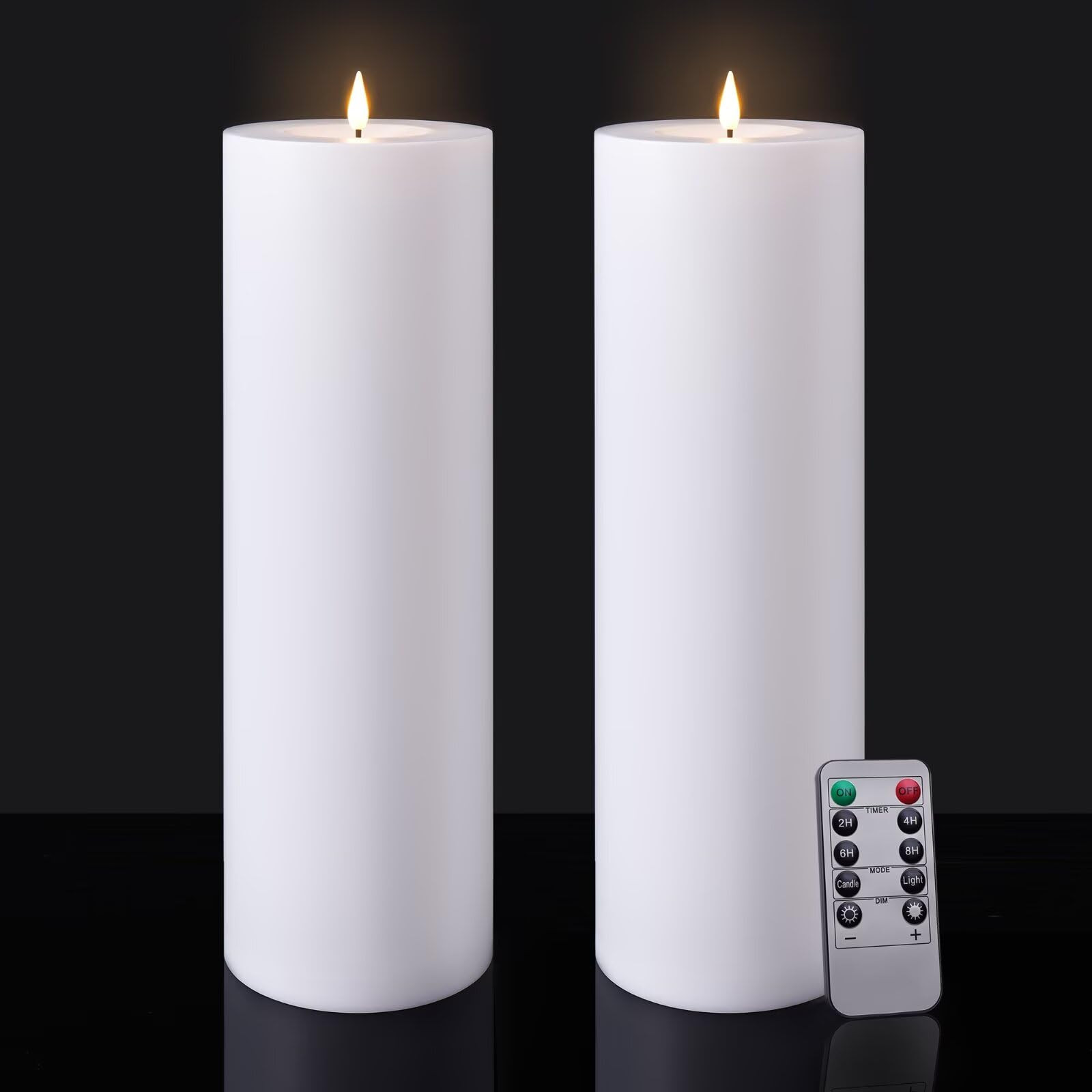 Large Flameless LED Candles Outdoor: 12" x 4" Battery Operated Pillar Candles Flickering with Tim... | Amazon (US)