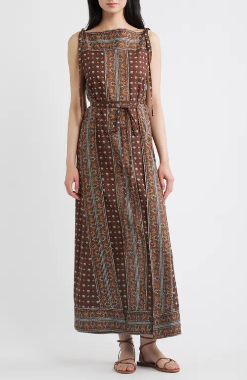DÔEN Amarante Bateau Neck Maxi Dress in Terre Foulard De La Mer at Nordstrom, Size Xx-Small | Nordstrom