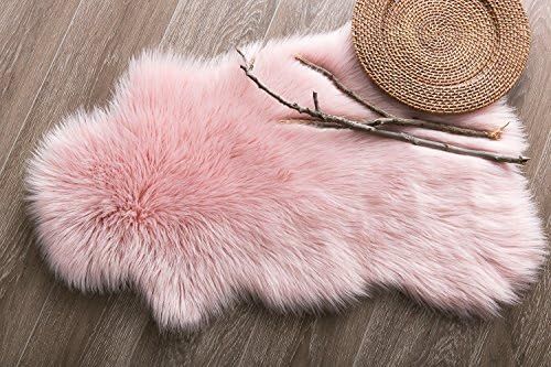 Ashler Soft Faux Sheepskin Fur Chair Couch Cover Pink Area Rug for Bedroom Floor Sofa Living Room... | Amazon (US)