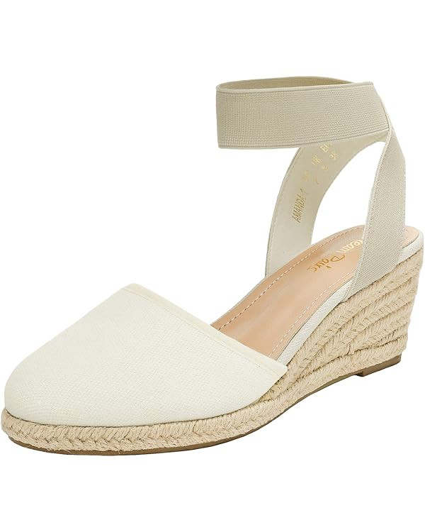 DREAM PAIRS Women's Elastic Ankle Strap Espadrilles Wedge Sandals | Amazon (US)