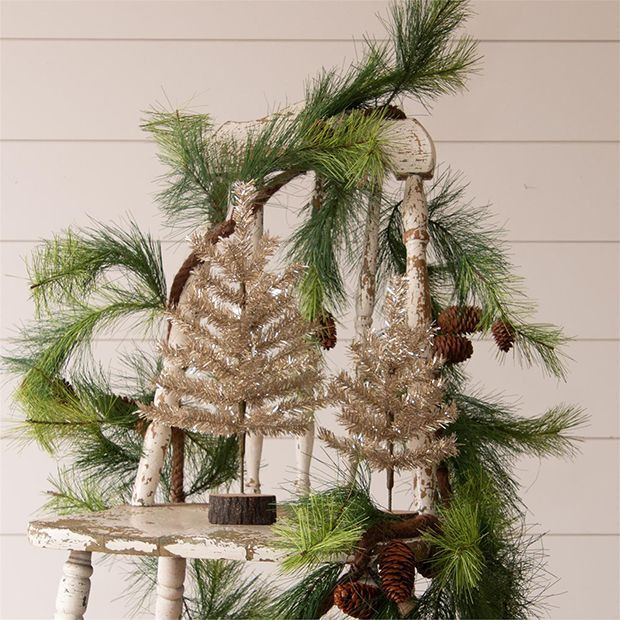 Tabletop Tinsel Tree Set of 2 | Antique Farm House