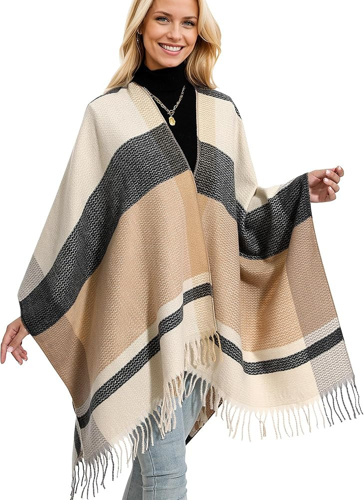 Women's Winter Shawl Wrap for Women–Warm Ponchos with Tassels,Christmas Gift for Mom & Older Wo... | Amazon (US)