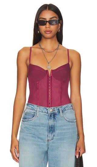 x Intimately FP Night Rhythm Corset Bodysuit In Washed Maroon | Revolve Clothing (Global)