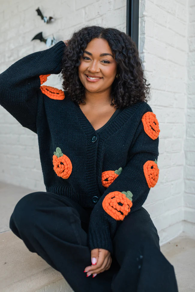 Hey Pumpkin Black Cardigan | Pink Lily