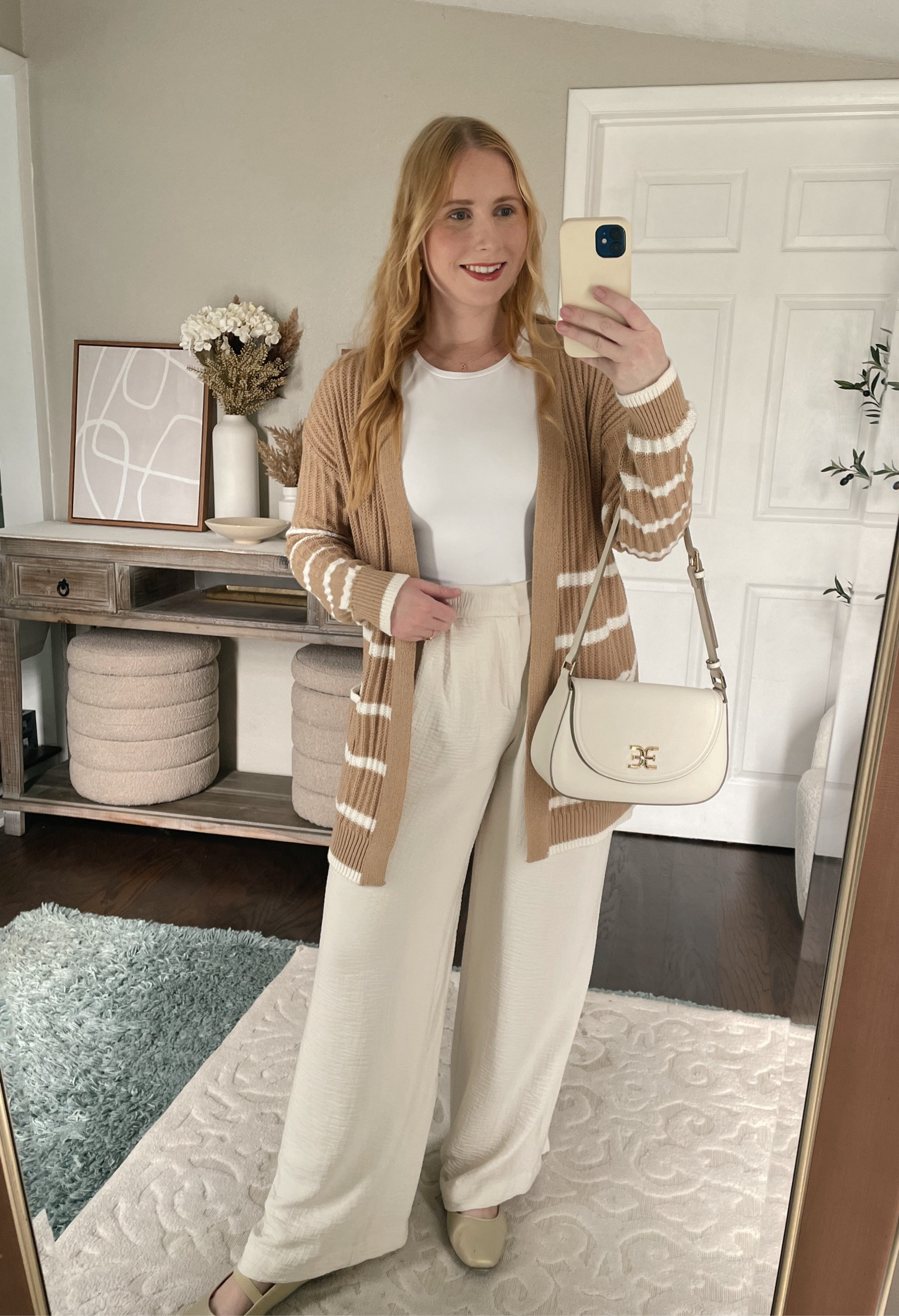 Work Outfit
Cardigan: size small
Trousers: size medium (30)

#LTKmidsize #LTKworkwear #LTKfindsunder50