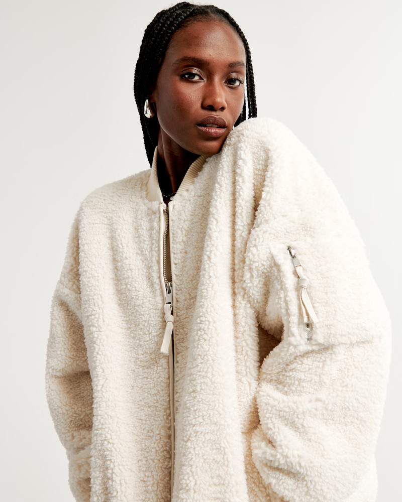 Oversized Sherpa Bomber Jacket | Abercrombie & Fitch (US)