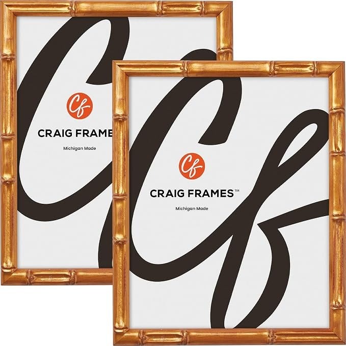 Craig Frames Faux Bamboo, 16x20 Picture Frame, Vintage Gold, Set of 2 | Amazon (US)