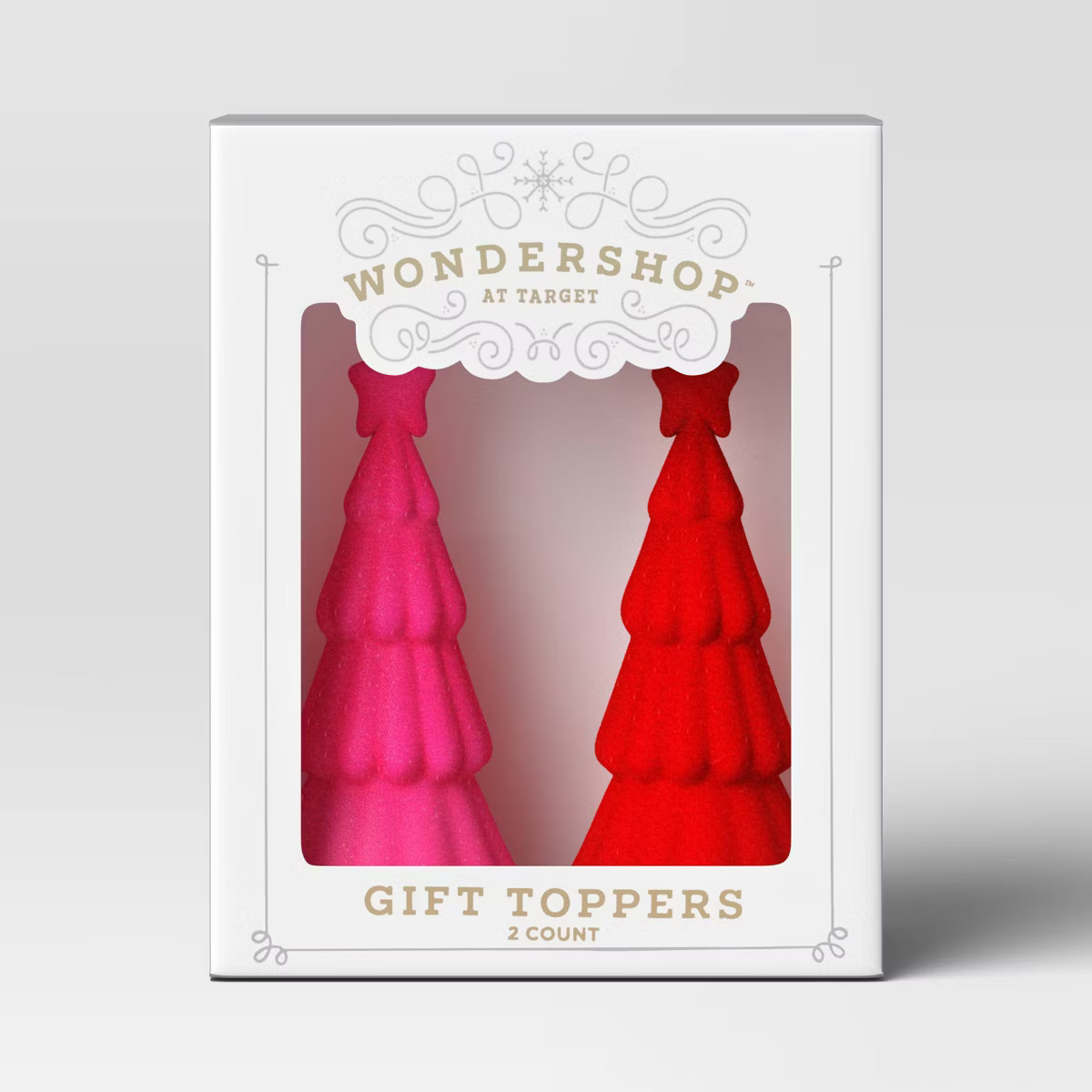 2ct Flocked Christmas Tree Gift Topper Pink/Red - Wondershop™ | Target