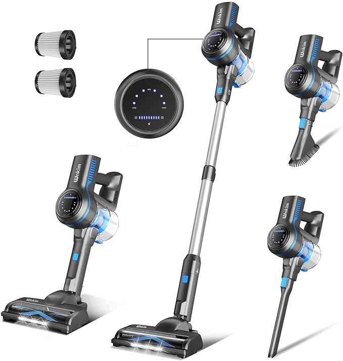 Cordless Vacuum Cleaner, 265W Powerful 25Kpa Stick Vacuum, 45 Min Max Runtime, Free-Standing, 6 i... | Amazon (US)