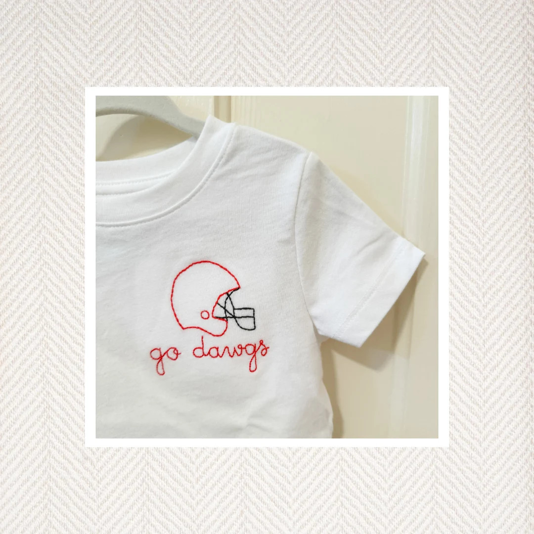 Custom Hand Embroidered Go Dawgs Shirt, Hand Stitch, Embroidery, Toddler Boy, Georgia Bulldogs, U... | Etsy (US)