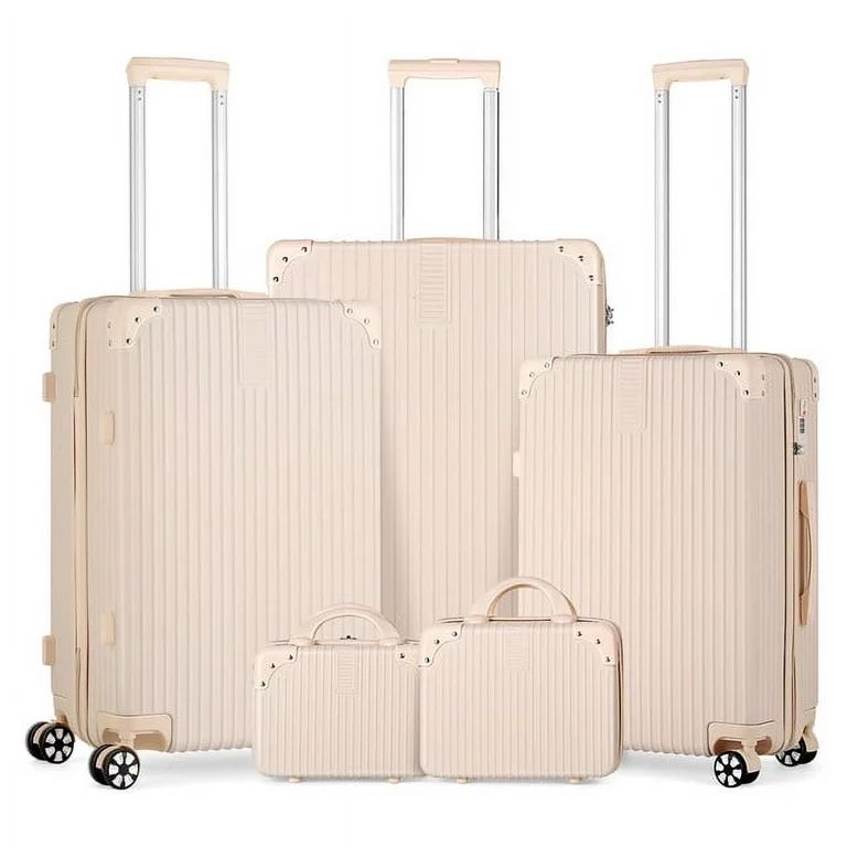 Hikolayae Sunshine Collection Hardside Spinner Luggage Sets in Beige, 5 Piece - TSA Lock | Walmart (US)