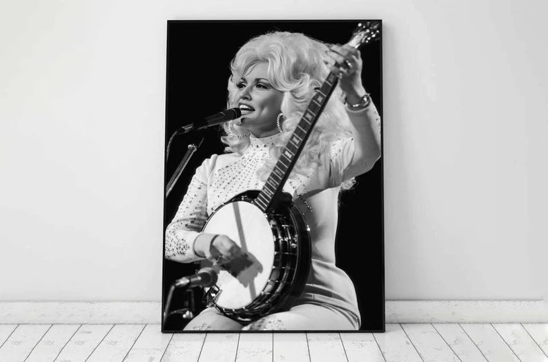 Dolly Parton Playing Banjo Poster Black and White Dolly - Etsy | Etsy (US)