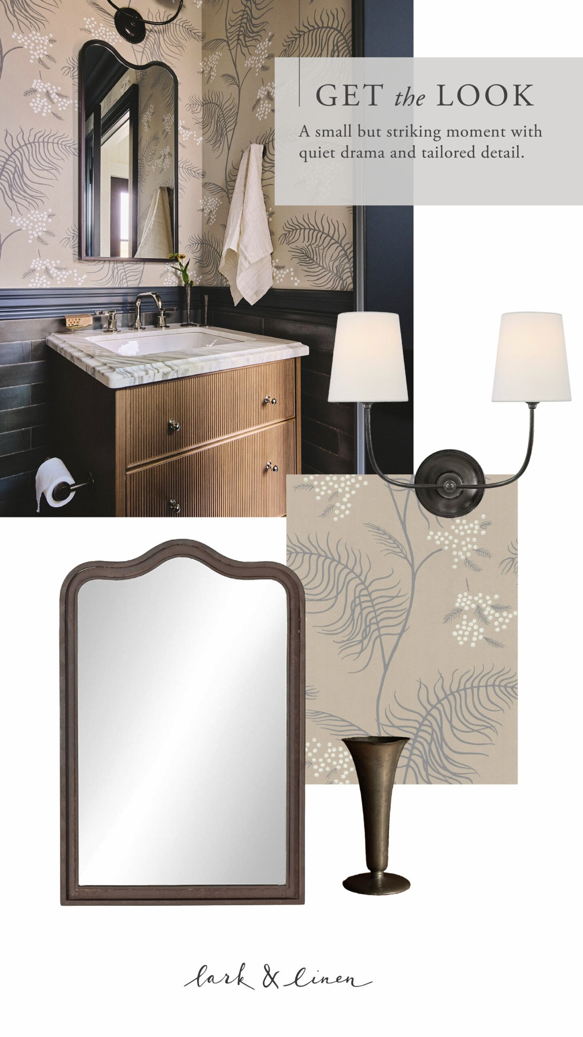 A few of the finishing touches that made this moody little powder room feel extra special ✨ Linking botanical wallpaper, wall sconce, and a similar sculptural bud vase used in the space so you can recreate the look at home. Think layered textures, rich tones, timeless details, and those hardworking little design moments that make a small space feel incredibly elevated.

#LTKHome