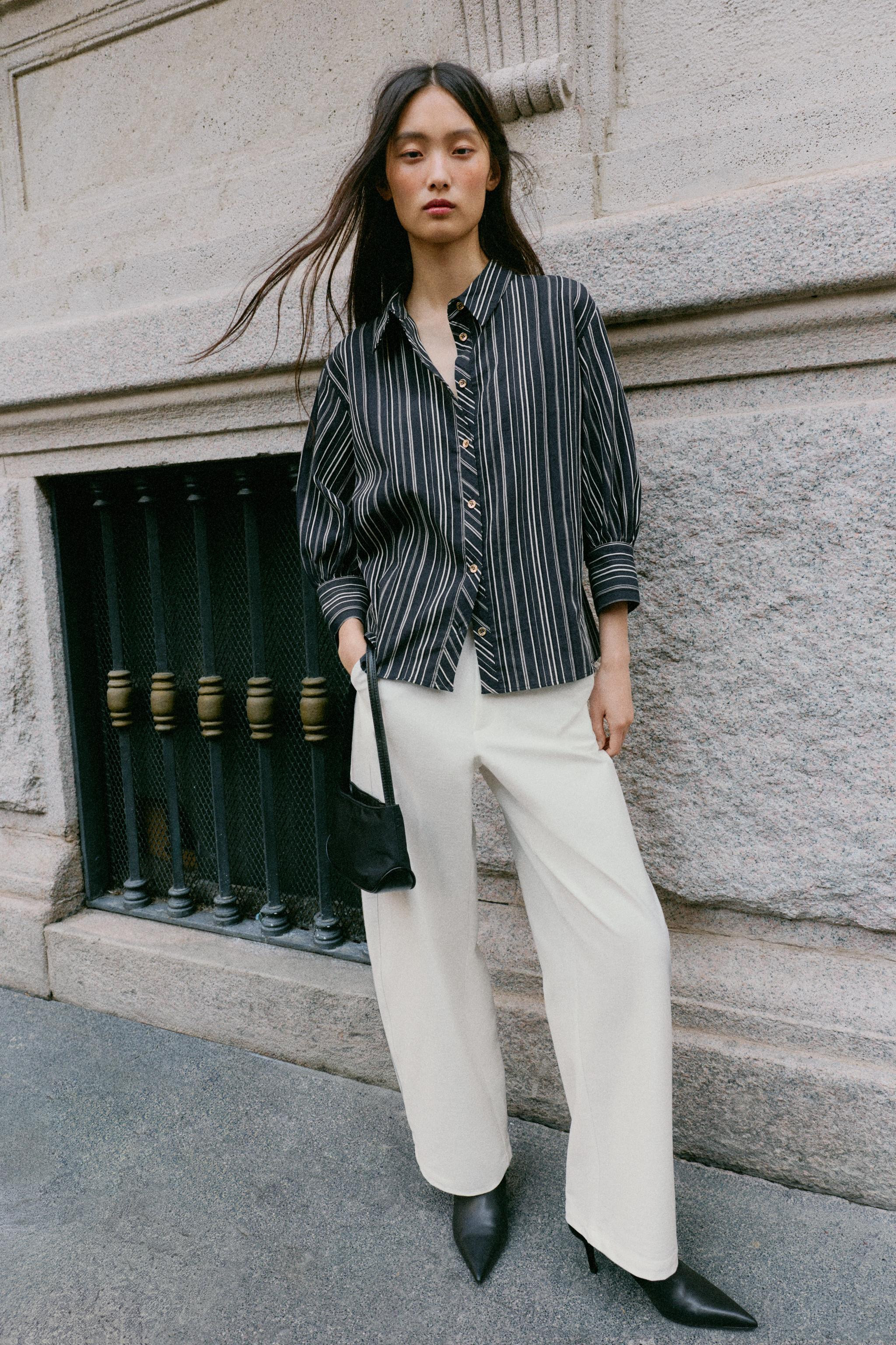 STRIPED THREE-QUARTER SLEEVE SHIRT | Zara US